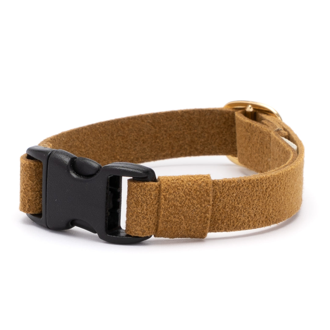 猫首輪 引っ掻きに強いスエード マスタード