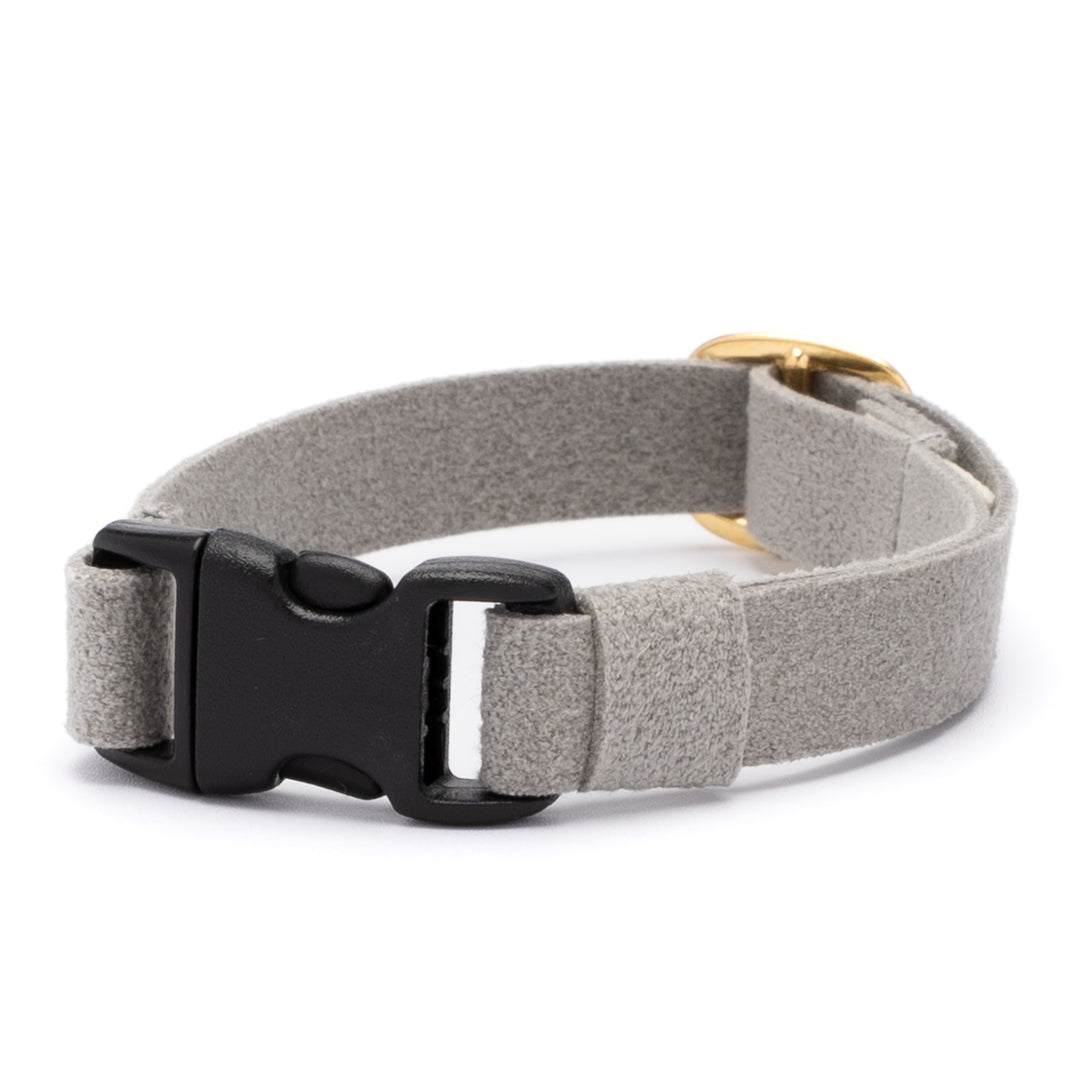 猫首輪 引っ掻きに強いスエード グレー