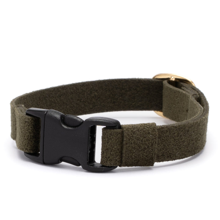 猫首輪 引っ掻きに強いスエード オリーブ