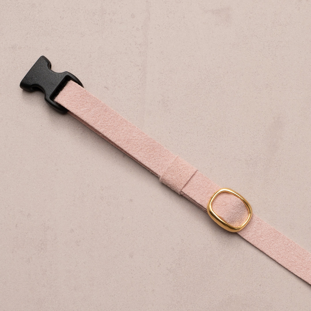 猫首輪 引っ掻きに強いスエード ピンク