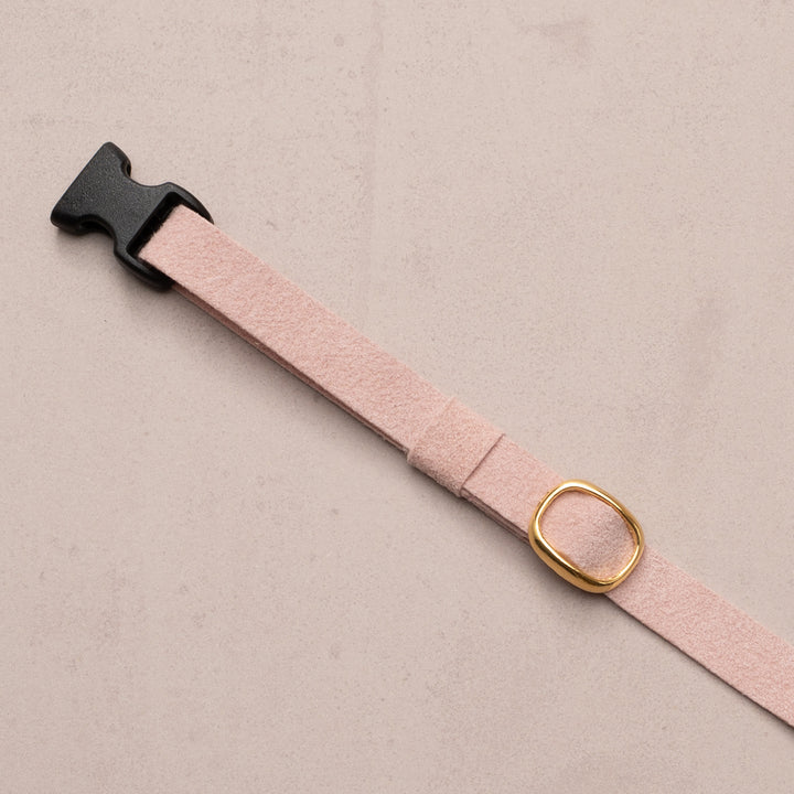 猫首輪 引っ掻きに強いスエード ピンク