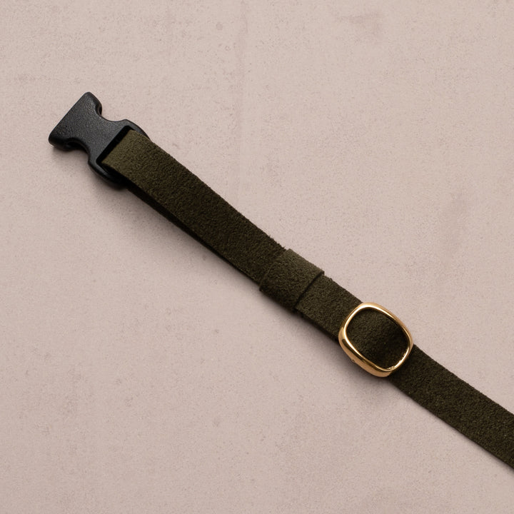 猫首輪 引っ掻きに強いスエード オリーブ