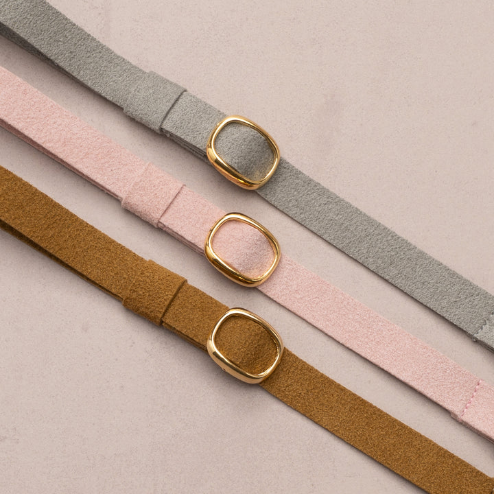 猫首輪 引っ掻きに強いスエード ピンク