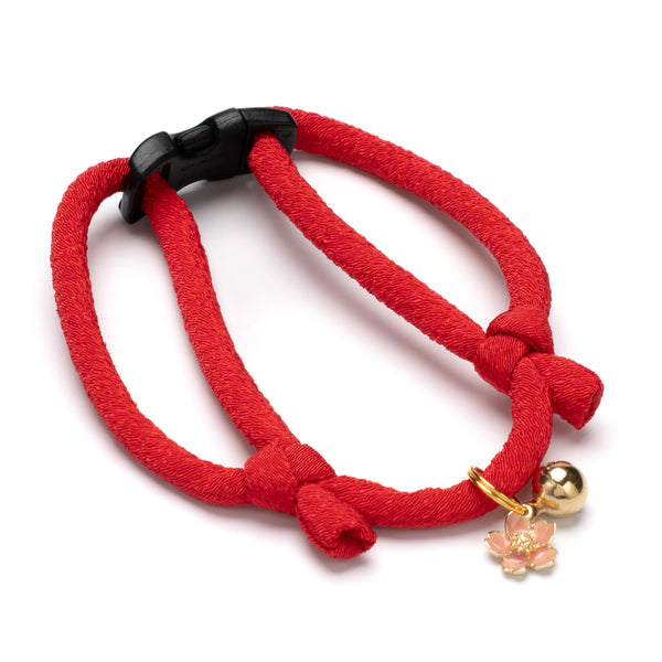 Round Cord Cat Collar - Crepe - Plain - Crimson Round Cord Cat Collar - Crepe - Plain - Crimson