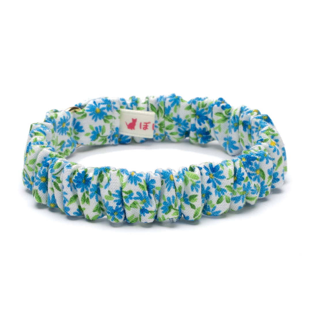シュシュ猫首輪 moda ワイルドフラワーズ ブルー【限定モデル】