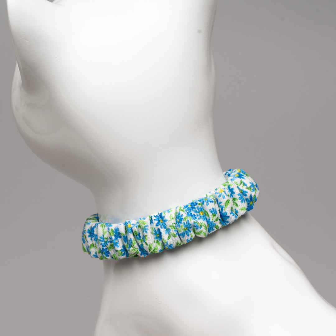 シュシュ猫首輪 moda ワイルドフラワーズ ブルー【限定モデル】