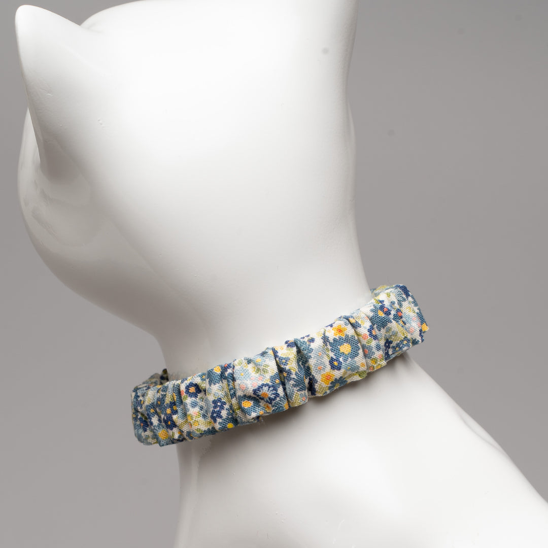 シュシュ猫首輪 moda チェルシーガーデン ブルー【限定モデル】