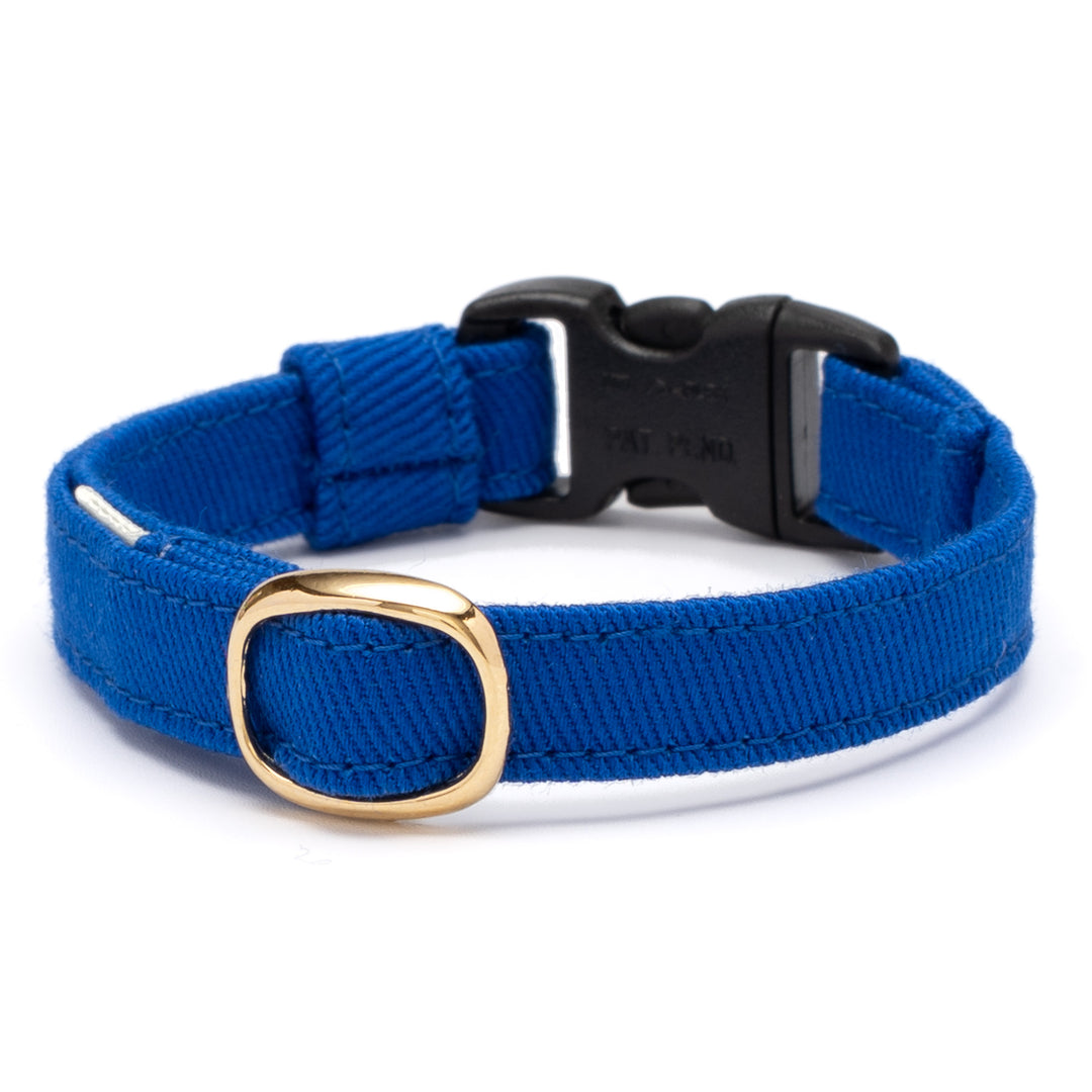 猫首輪 MUJIコットンツイル ブルー - ぽぽねこ公式オンラインショップ