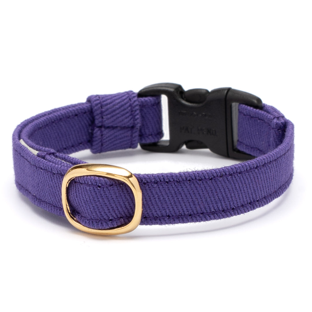 猫首輪 MUJIコットンツイル パープル - ぽぽねこ公式オンラインショップ