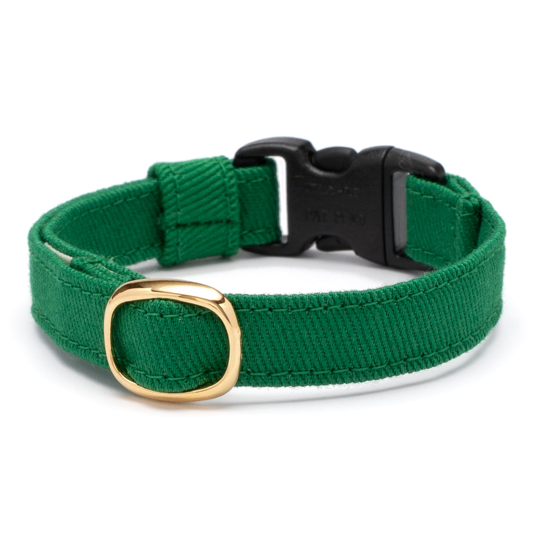 猫首輪 MUJIコットンツイル グリーン - ぽぽねこ公式オンラインショップ