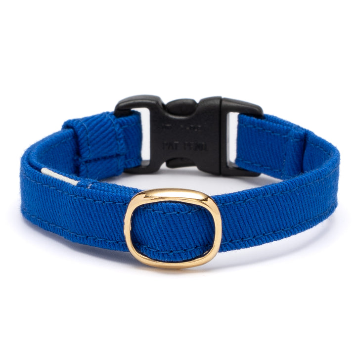 猫首輪 MUJIコットンツイル ブルー - ぽぽねこ公式オンラインショップ