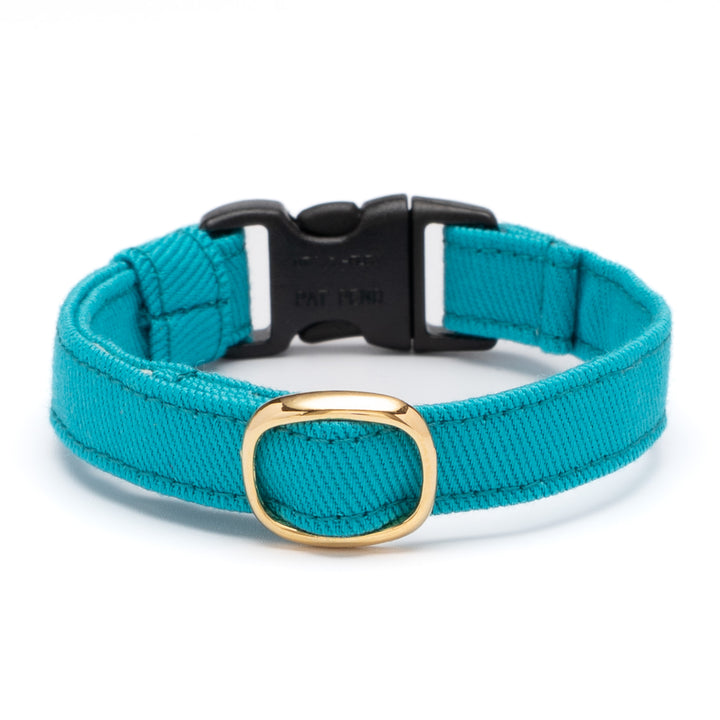 猫首輪 MUJIコットンツイル ターコイズ