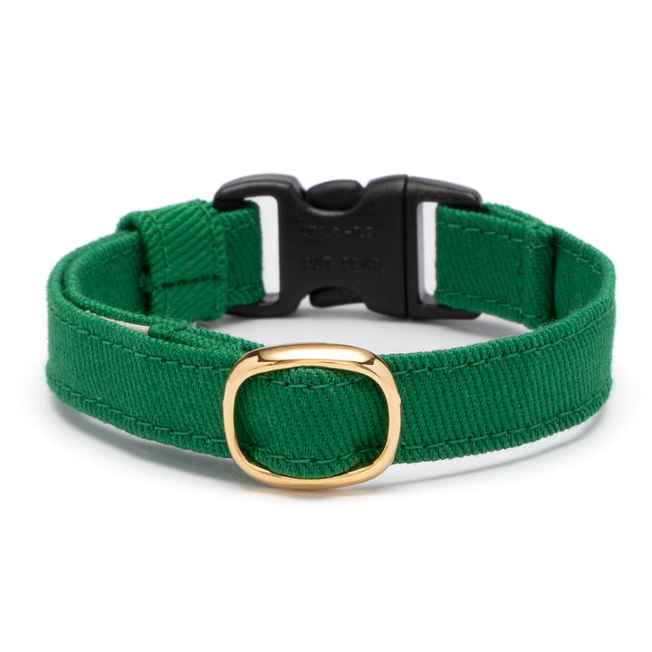 猫首輪 MUJIコットンツイル グリーン - ぽぽねこ公式オンラインショップ