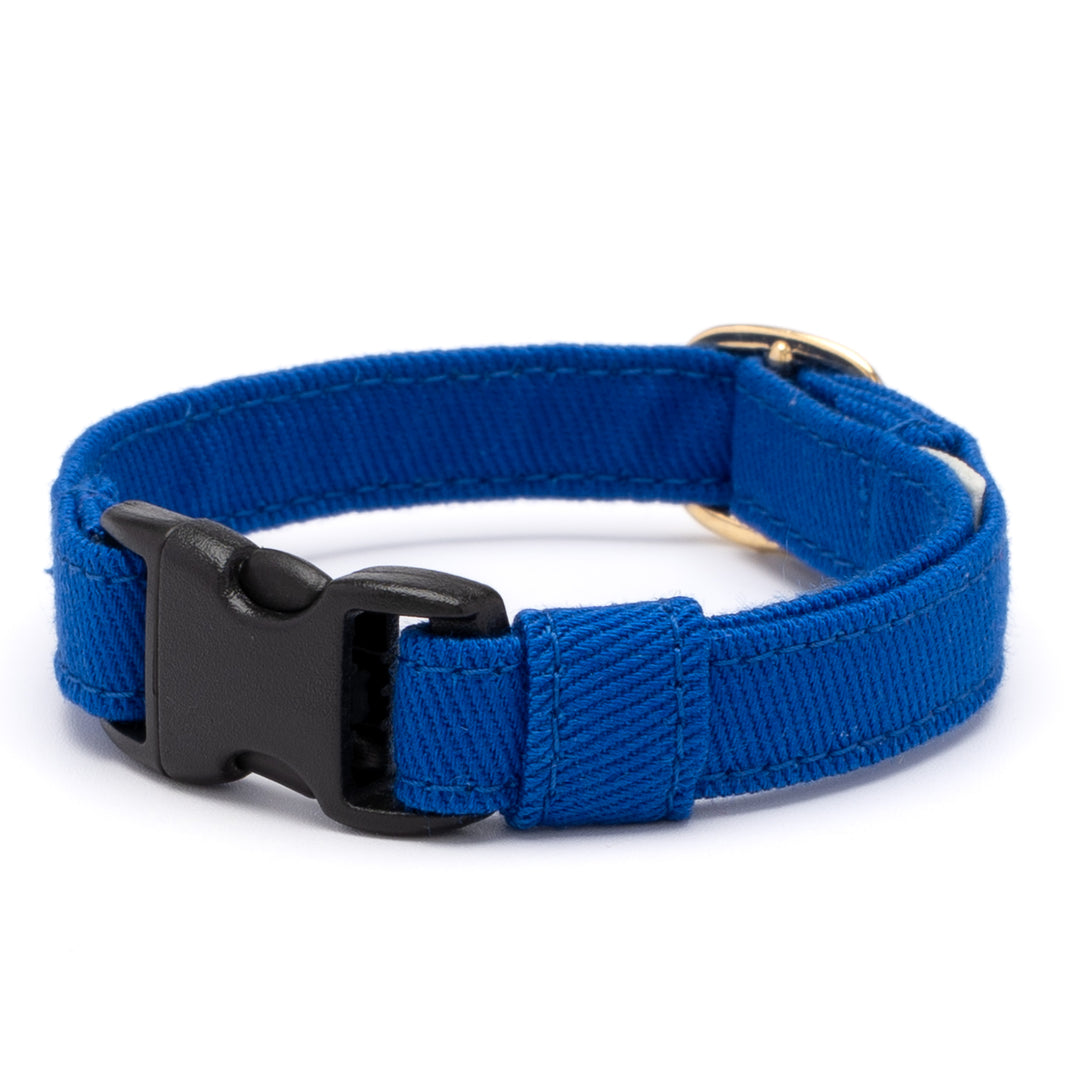 猫首輪 MUJIコットンツイル ブルー - ぽぽねこ公式オンラインショップ