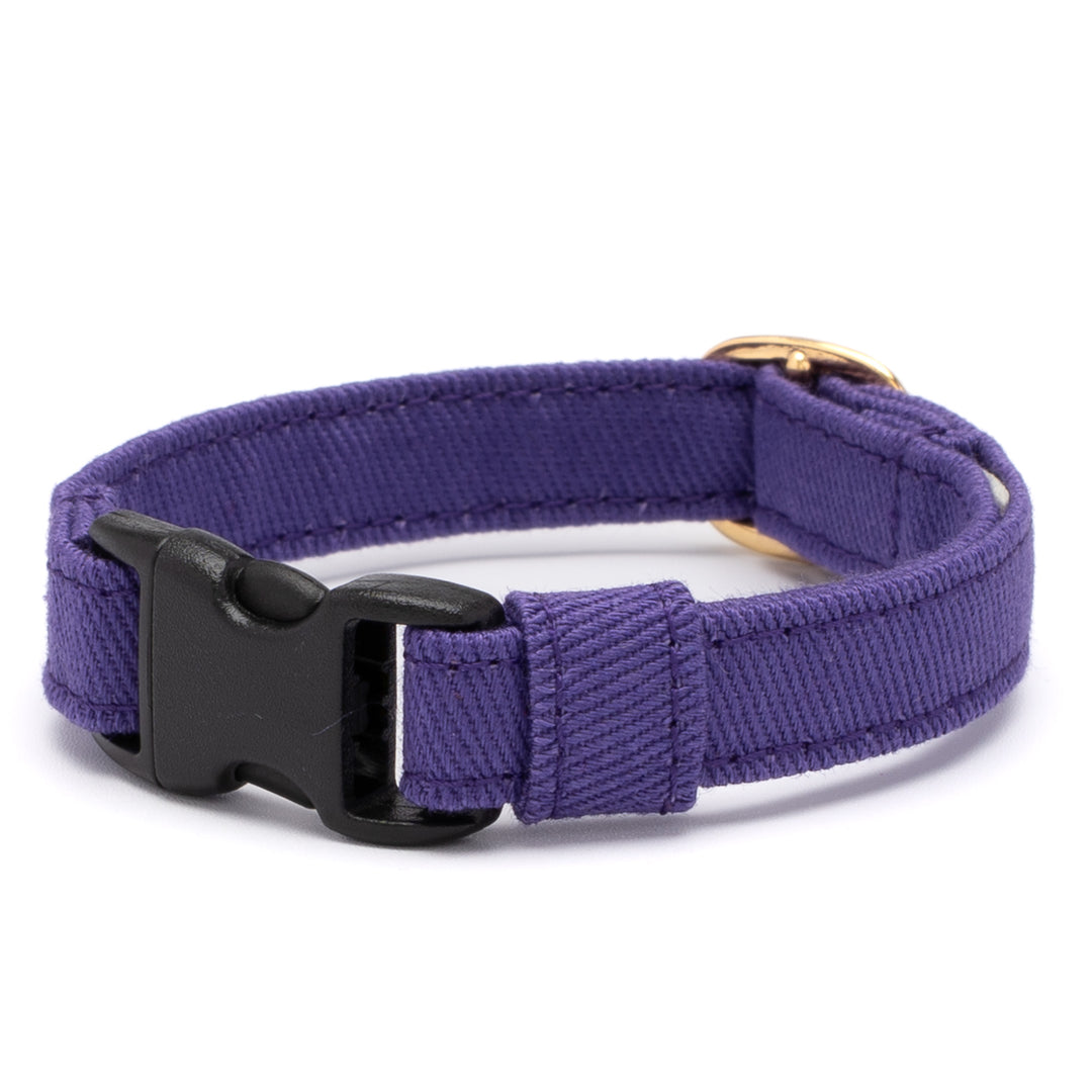 猫首輪 MUJIコットンツイル パープル - ぽぽねこ公式オンラインショップ