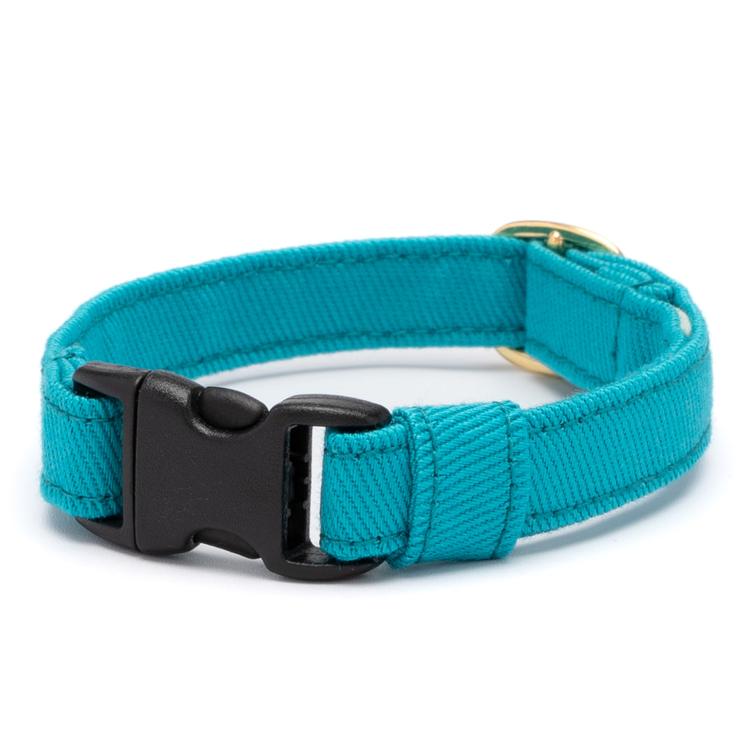 猫首輪 MUJIコットンツイル ターコイズ