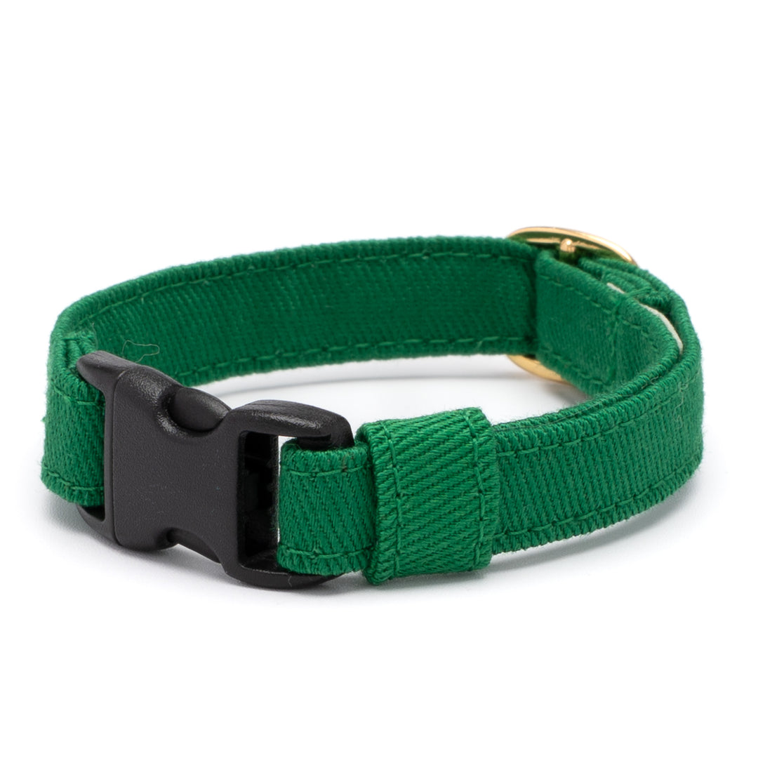 猫首輪 MUJIコットンツイル グリーン - ぽぽねこ公式オンラインショップ