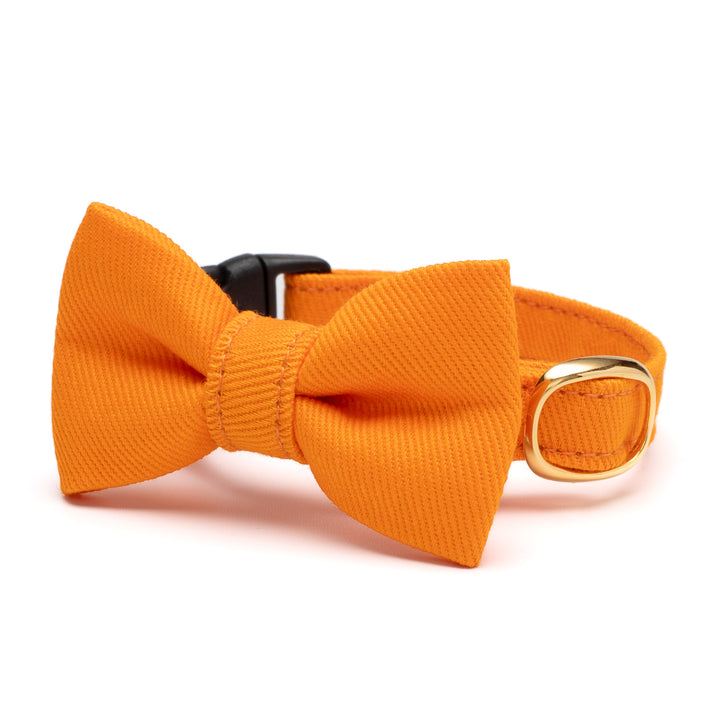 リボン付き猫首輪 MUJIコットンツイル オレンジ - ぽぽねこ公式オンラインショップ