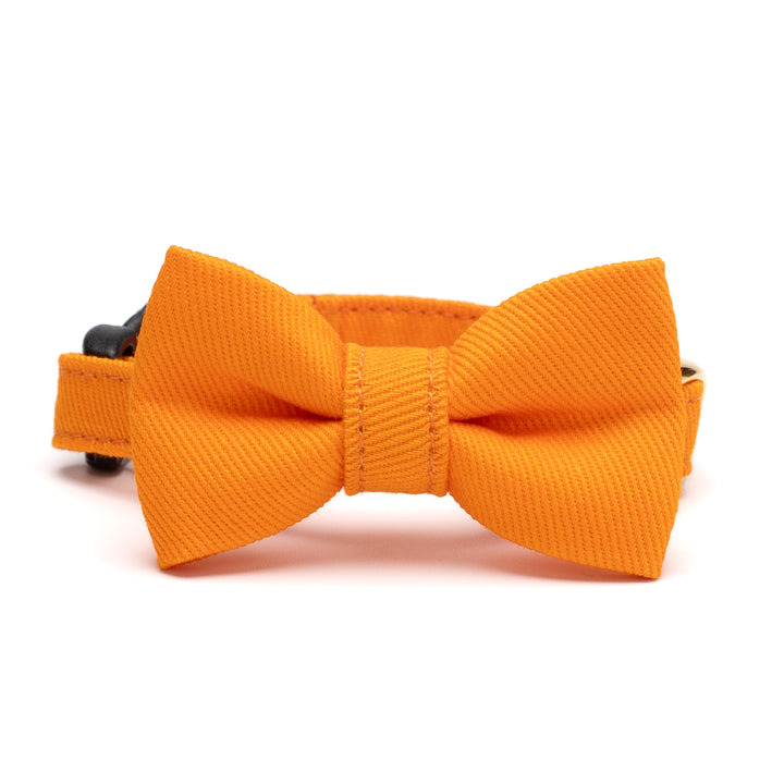 リボン付き猫首輪 MUJIコットンツイル オレンジ - ぽぽねこ公式オンラインショップ