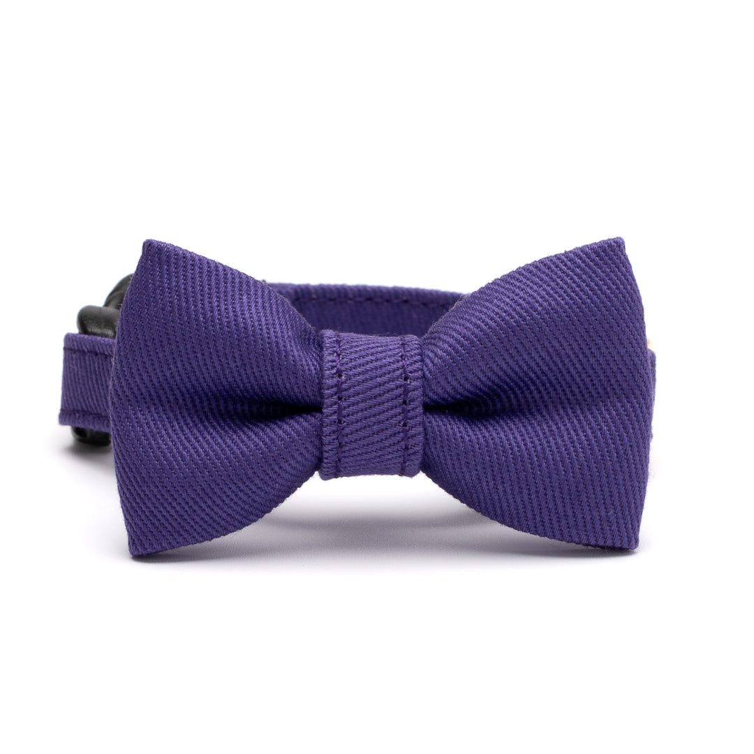 リボン付き猫首輪 MUJIコットンツイル パープル - ぽぽねこ公式オンラインショップ