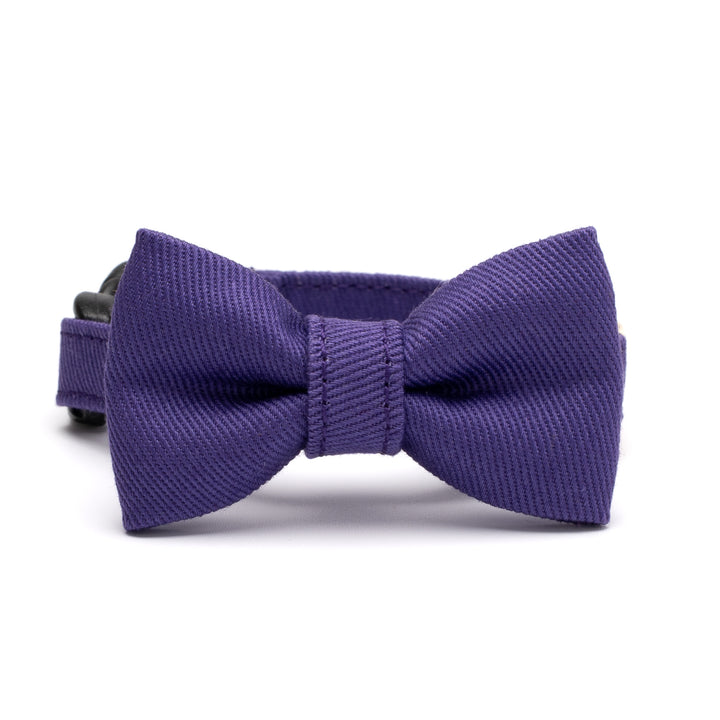 リボン付き猫首輪 MUJIコットンツイル パープル - ぽぽねこ公式オンラインショップ