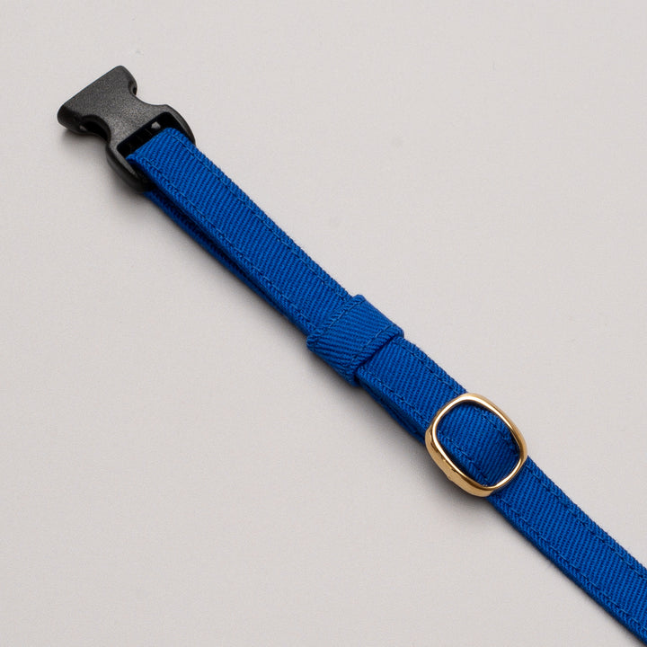 猫首輪 MUJIコットンツイル ブルー - ぽぽねこ公式オンラインショップ