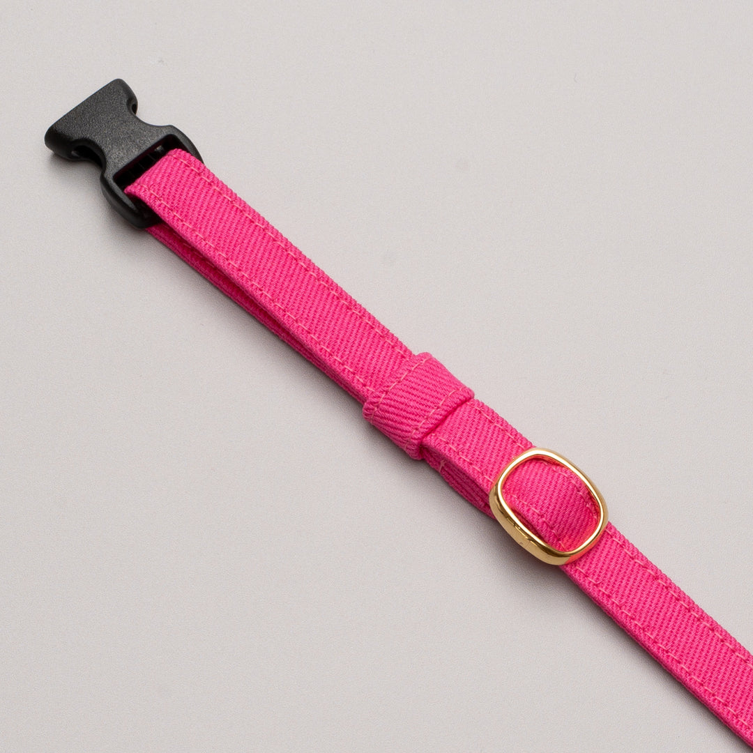 猫首輪 MUJIコットンツイル ピンク - ぽぽねこ公式オンラインショップ