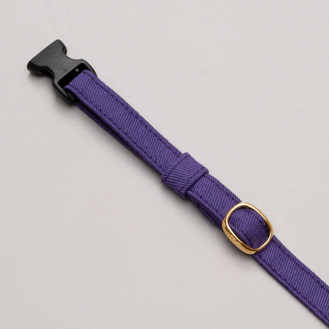 猫首輪 MUJIコットンツイル パープル - ぽぽねこ公式オンラインショップ