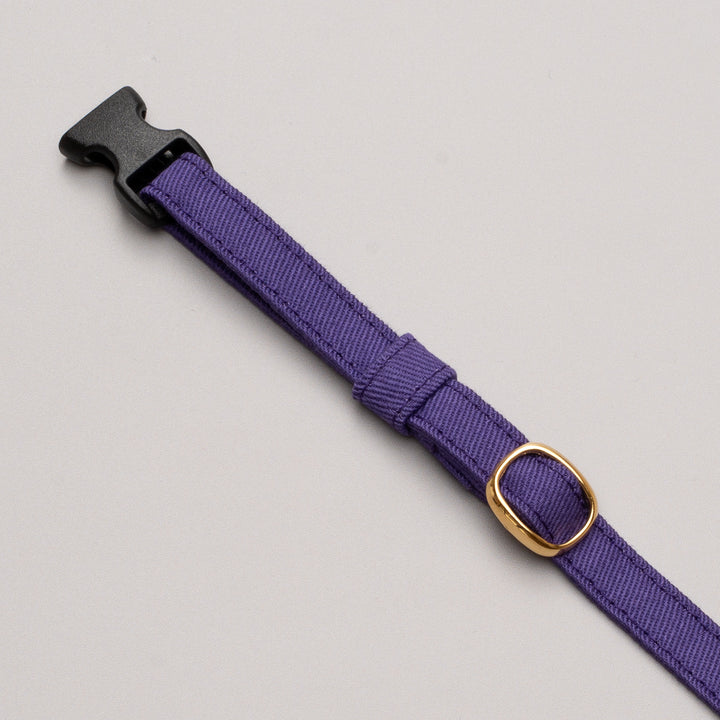 猫首輪 MUJIコットンツイル パープル - ぽぽねこ公式オンラインショップ