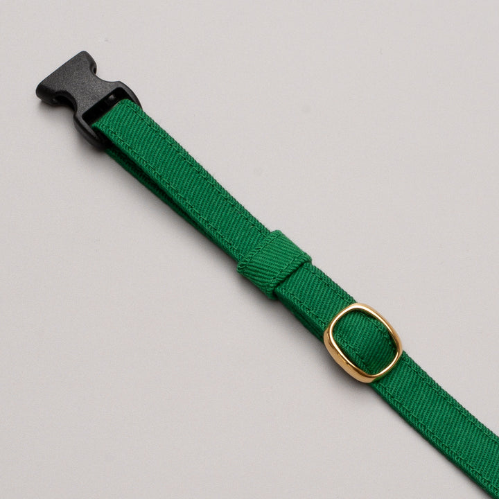 猫首輪 MUJIコットンツイル グリーン - ぽぽねこ公式オンラインショップ
