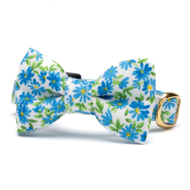 リボン付き猫首輪 moda ワイルドフラワーズ ブルー【限定モデル】