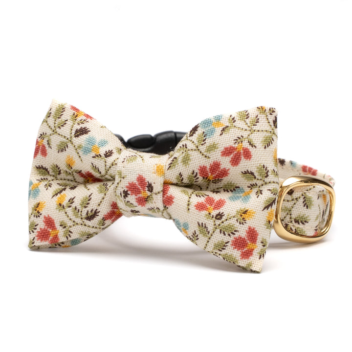 リボン付き猫首輪 moda ダイナーズデライト 小花アイボリー【限定モデル】