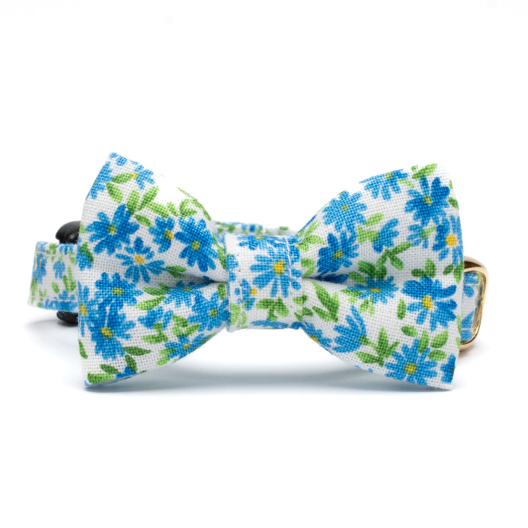 リボン付き猫首輪 moda ワイルドフラワーズ ブルー【限定モデル】