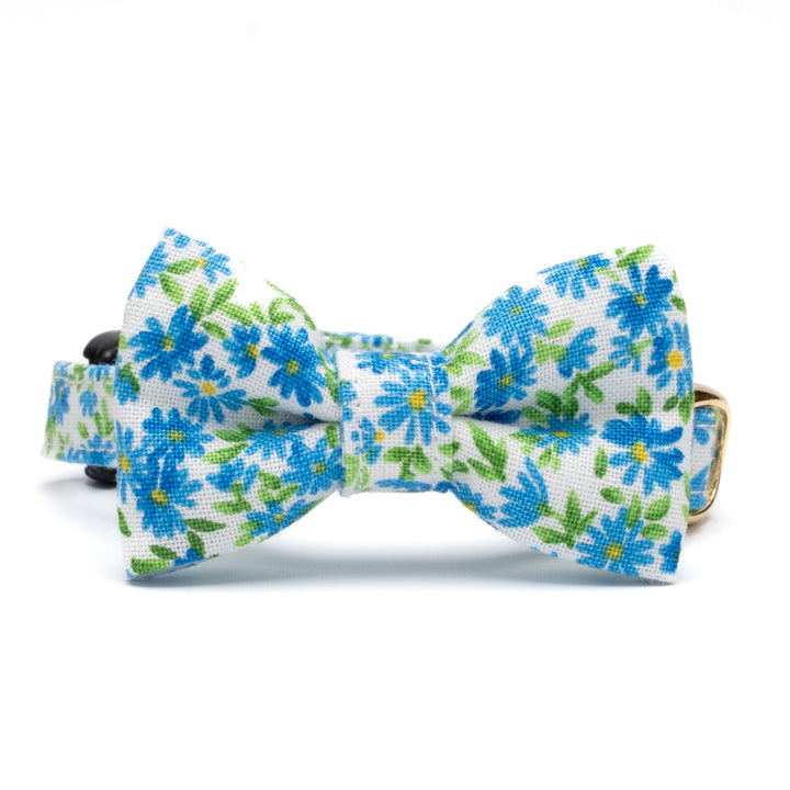 リボン付き猫首輪 moda ワイルドフラワーズ ブルー【限定モデル】