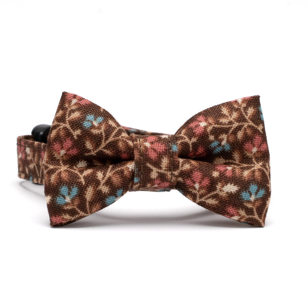 リボン付き猫首輪 moda ダイナーズデライト 小花ブラウン【限定モデル】