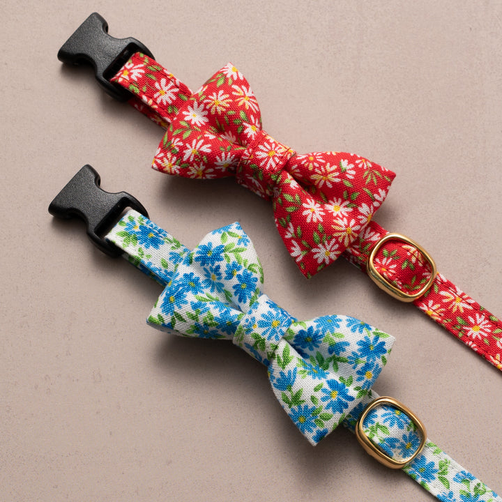 リボン付き猫首輪 moda ワイルドフラワーズ レッド【限定モデル】