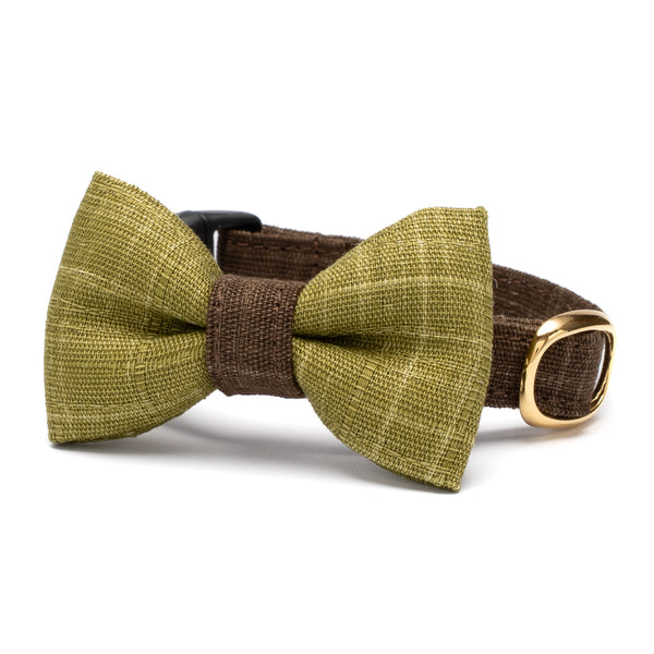 リボン付き猫首輪 彩かすり くるみ・抹茶リボン リボン付き猫首輪 彩かすり くるみ・抹茶リボン