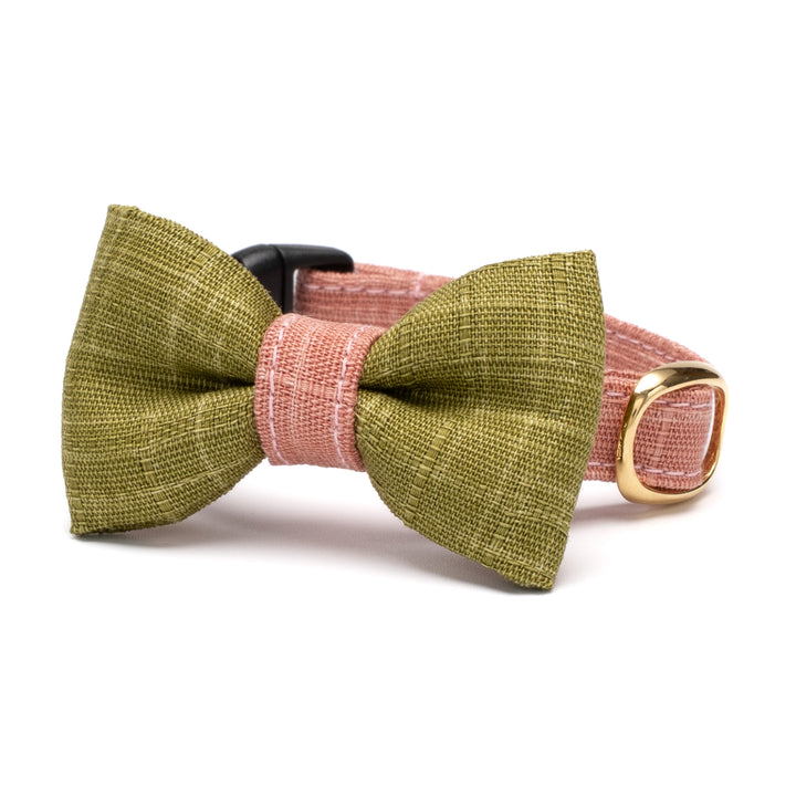 リボン付き猫首輪 彩かすり さくら・抹茶リボン