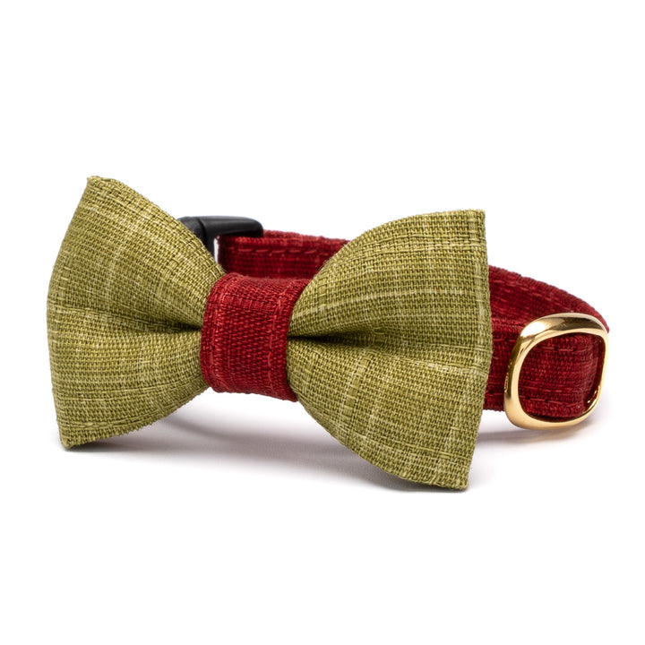 リボン付き猫首輪 彩かすり あかね・抹茶リボン