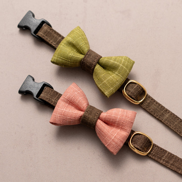 リボン付き猫首輪 彩かすり くるみ・さくらリボン