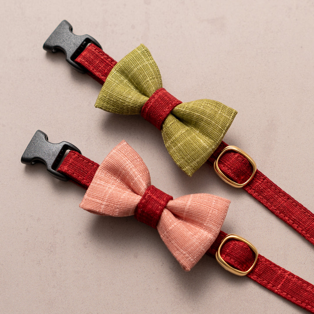 リボン付き猫首輪 彩かすり くるみ・さくらリボン