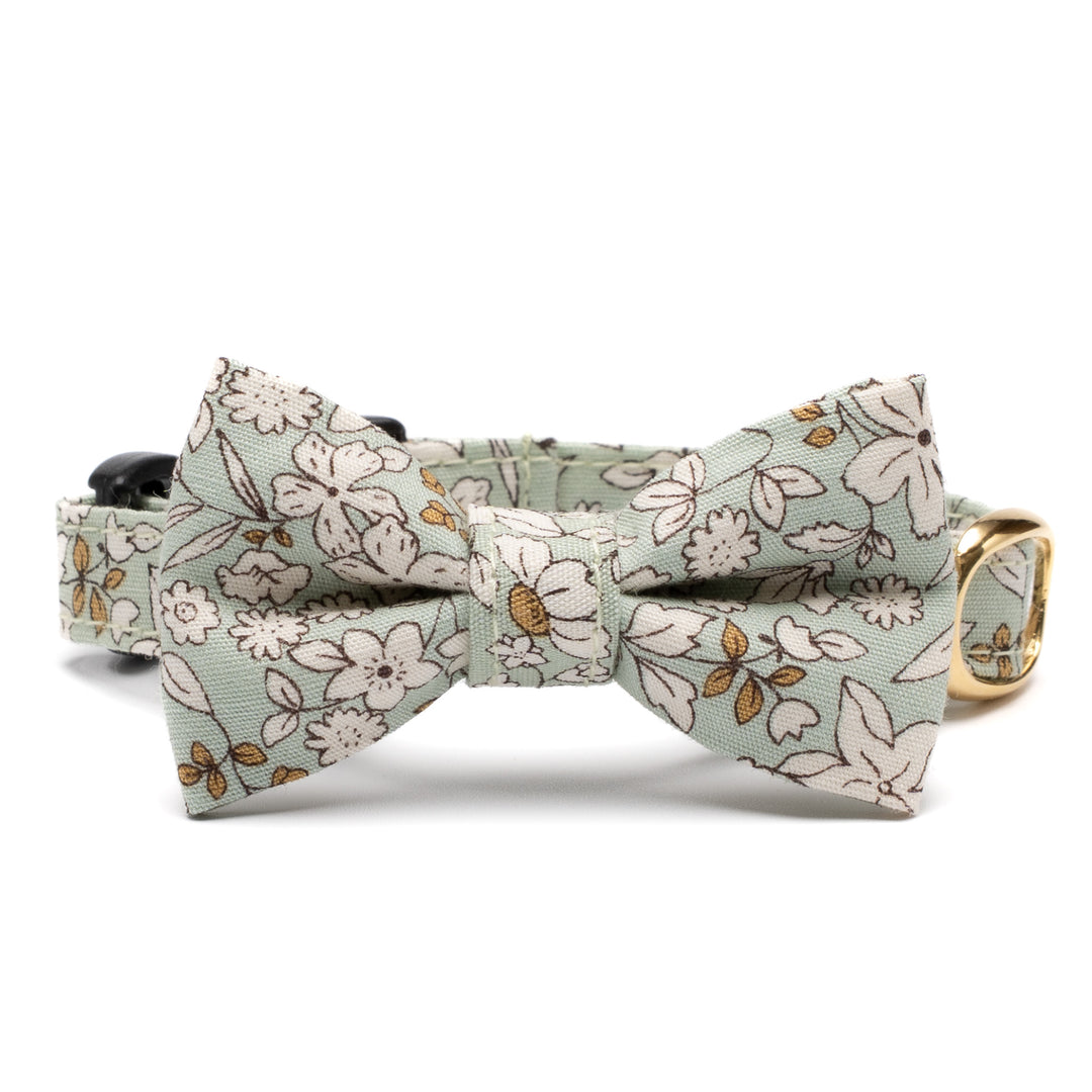 リボン付き猫首輪 シャン・ド・フルール ライトグリーン