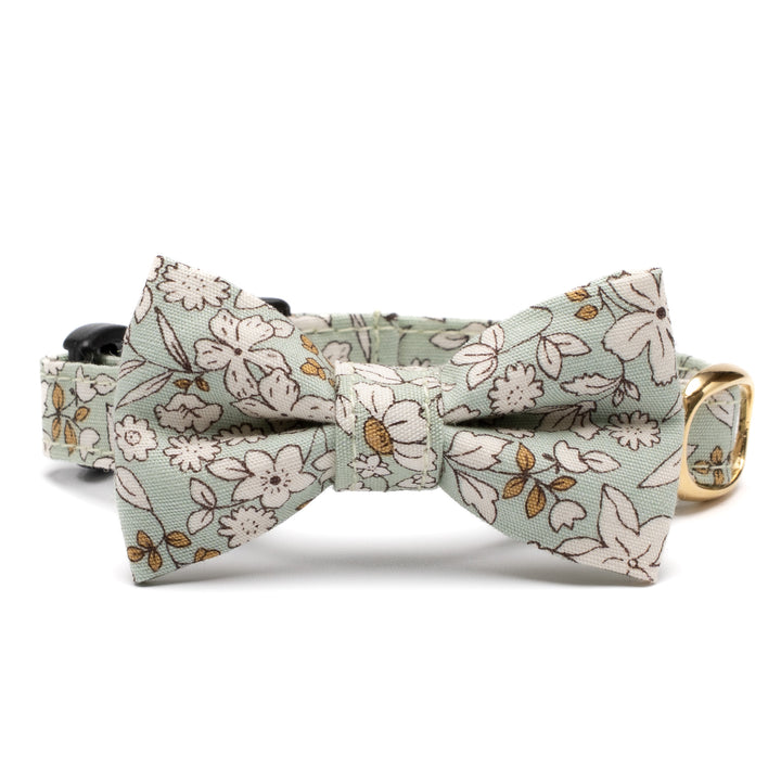 リボン付き猫首輪 シャン・ド・フルール ライトグリーン