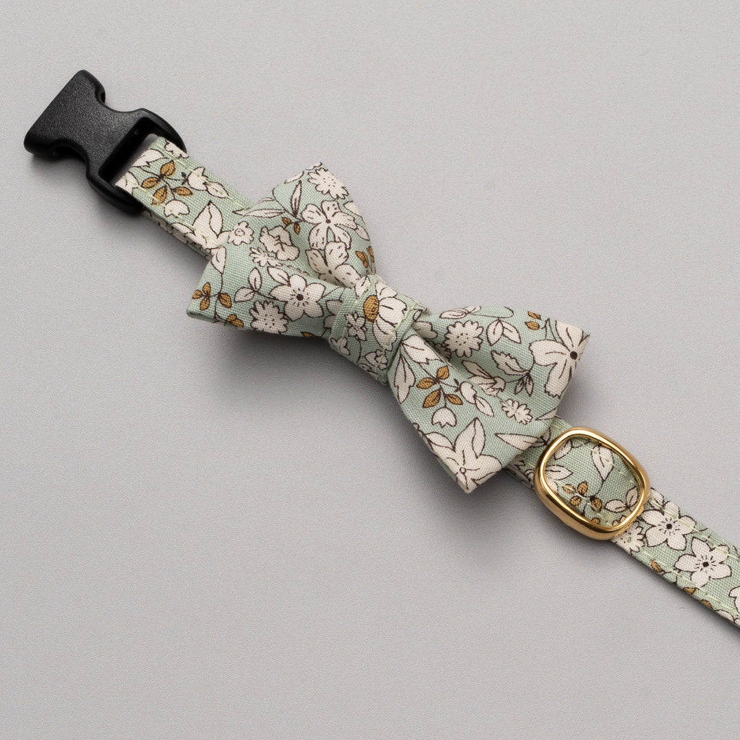 リボン付き猫首輪 シャン・ド・フルール ライトグリーン