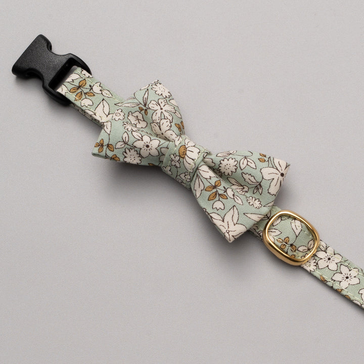 リボン付き猫首輪 シャン・ド・フルール ライトグリーン