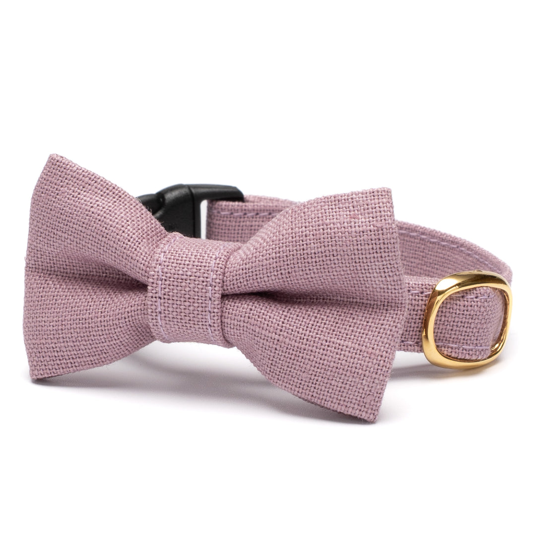 リボン付き猫首輪 MUJI綿麻 パープル - ぽぽねこ公式オンラインショップ