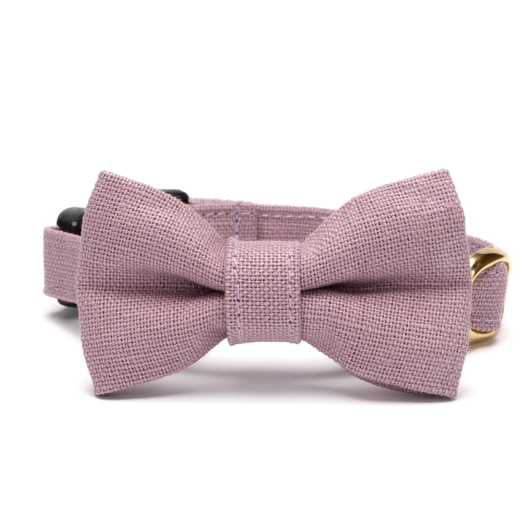 リボン付き猫首輪 MUJI綿麻 パープル - ぽぽねこ公式オンラインショップ