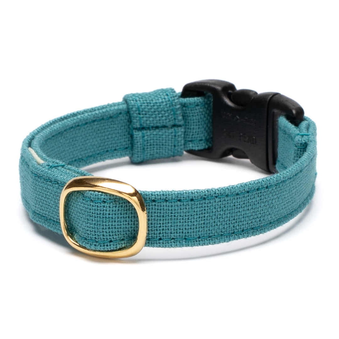 猫首輪 MUJI綿麻 ターコイズ - ぽぽねこ公式オンラインショップ