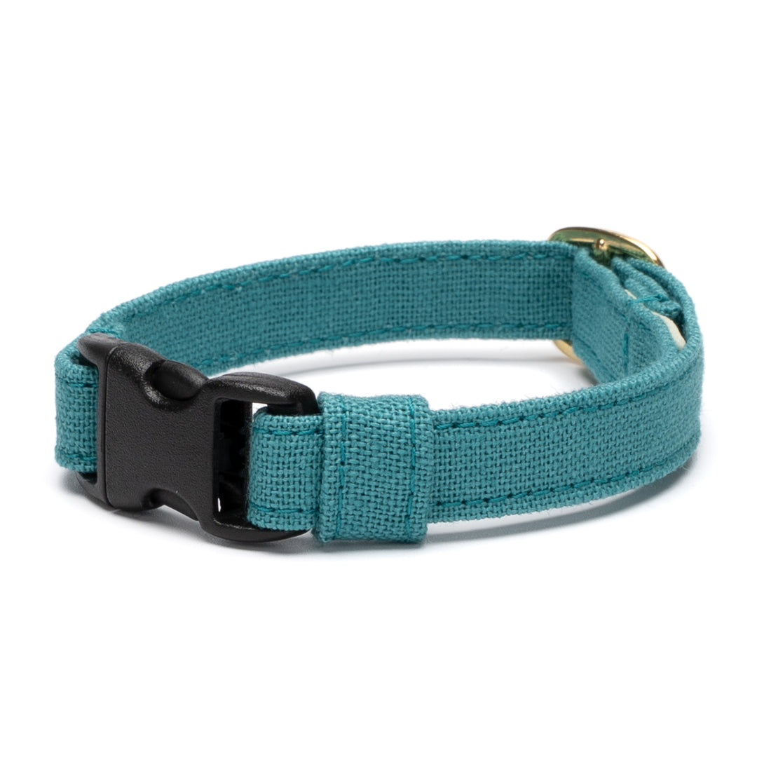 猫首輪 MUJI綿麻 ターコイズ - ぽぽねこ公式オンラインショップ