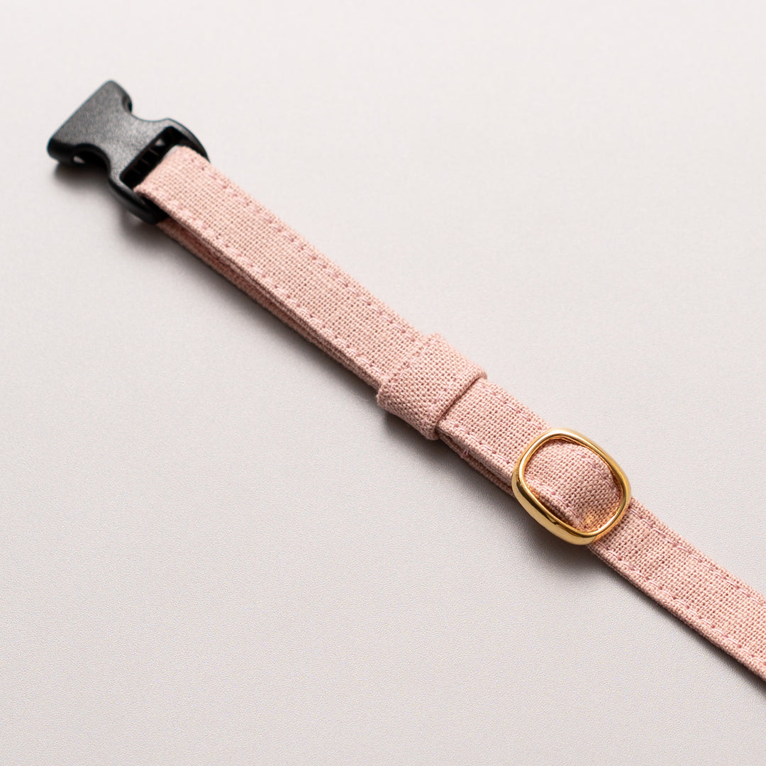 猫首輪 MUJI綿麻 ピンク - ぽぽねこ公式オンラインショップ